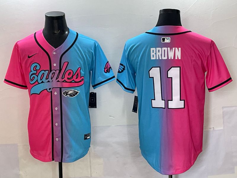 Men 2025 Philadelphia Eagles #11 Brown Blue pink Nike Limited NFL Jersey style 011->philadelphia eagles->NFL Jersey